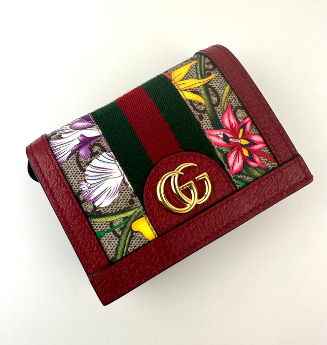 Gucci Ophidia Red Floral GG Bi Fold wallet