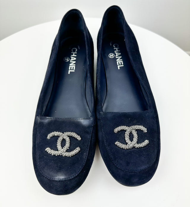 Chanel Navy Blue Flats Size 41