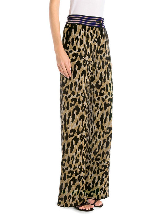 Versace Wide Leg Leopard Print Pants