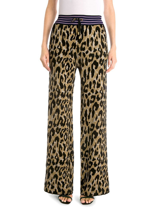 Versace Wide Leg Leopard Print Pants
