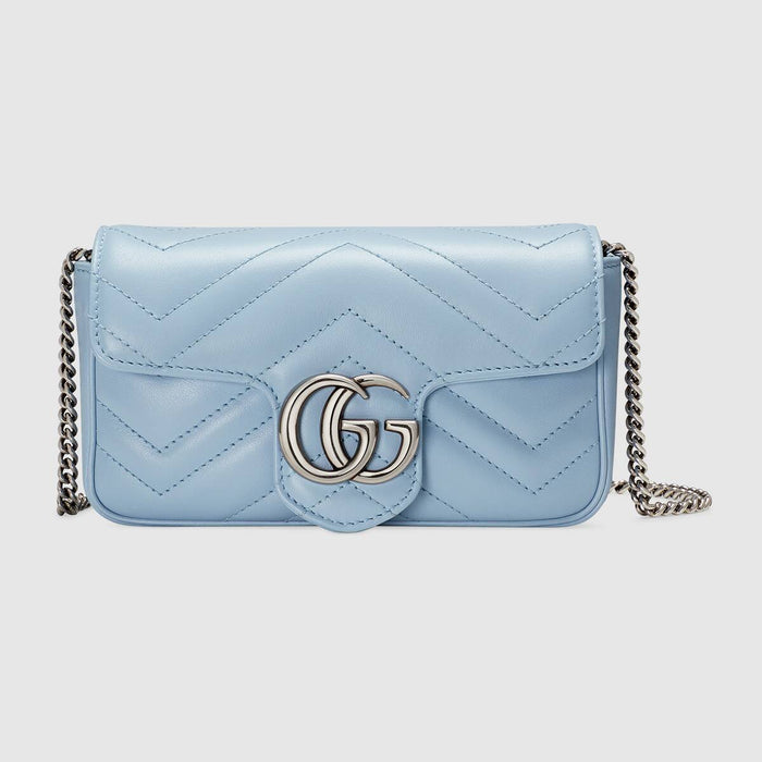 Gucci GG Marmont Leather super mini bag in blue