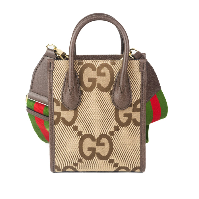 Gucci Jumbo GG Mini Tote Bag in Camel and Ebony Canvas