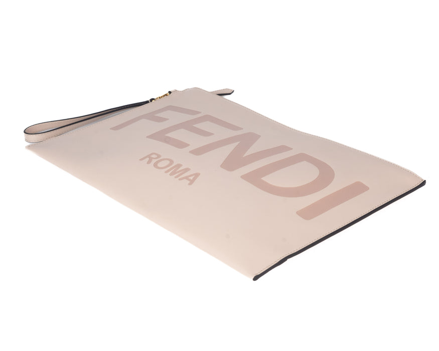 Fendi Large Flat Pouch in Pink Leather