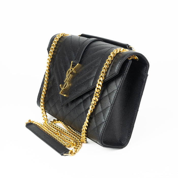 Saint Laurent Medium Tri-Quilt Envelope Bag with Gold Hardware