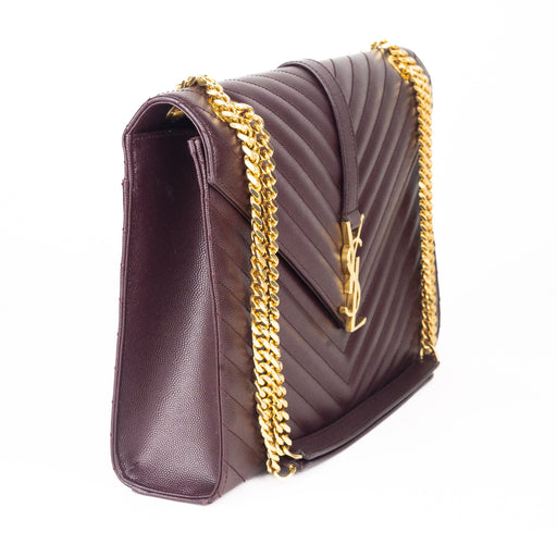 Saint Laurent Leather Envelope Bag in Burgundy — LSC INC
