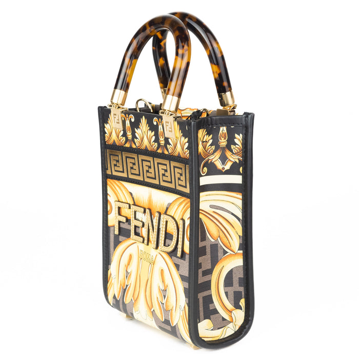 Fendace Printed FF Leather Mini Sunshine Shopper Bag