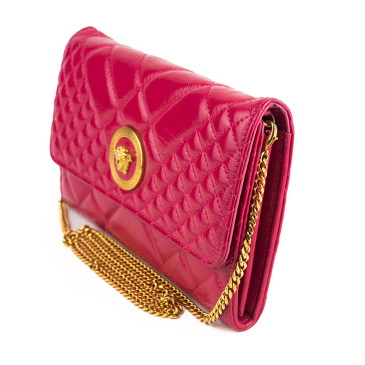 Versace Quilted Patent crossbody chain bag