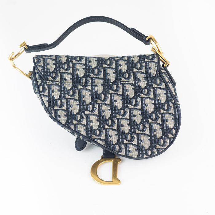 Dior Blue Oblique Jacquard Mini Saddle Bag
