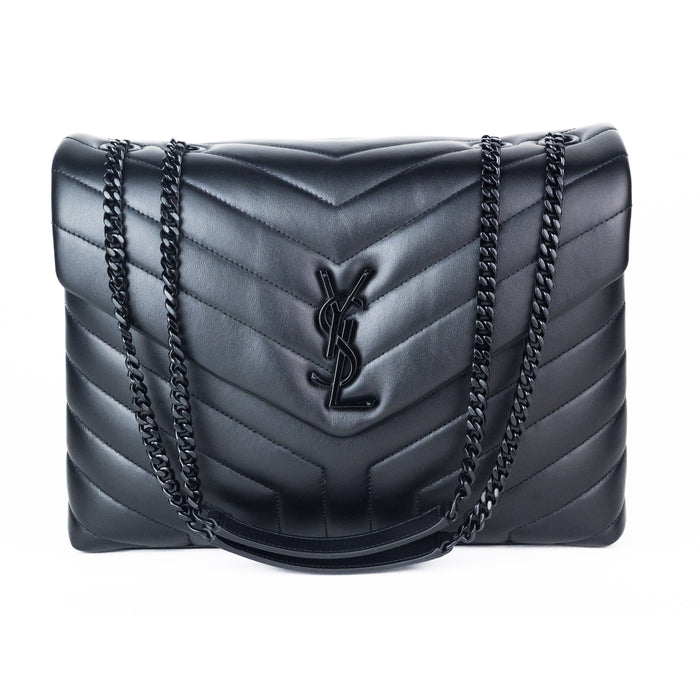 Saint Laurent Small Loulou Matelassé Leather Shoulder Bag in All Black ...