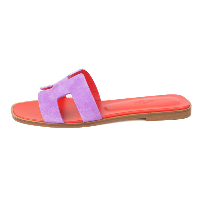 Hermes Oran Sandals in Purple and Red