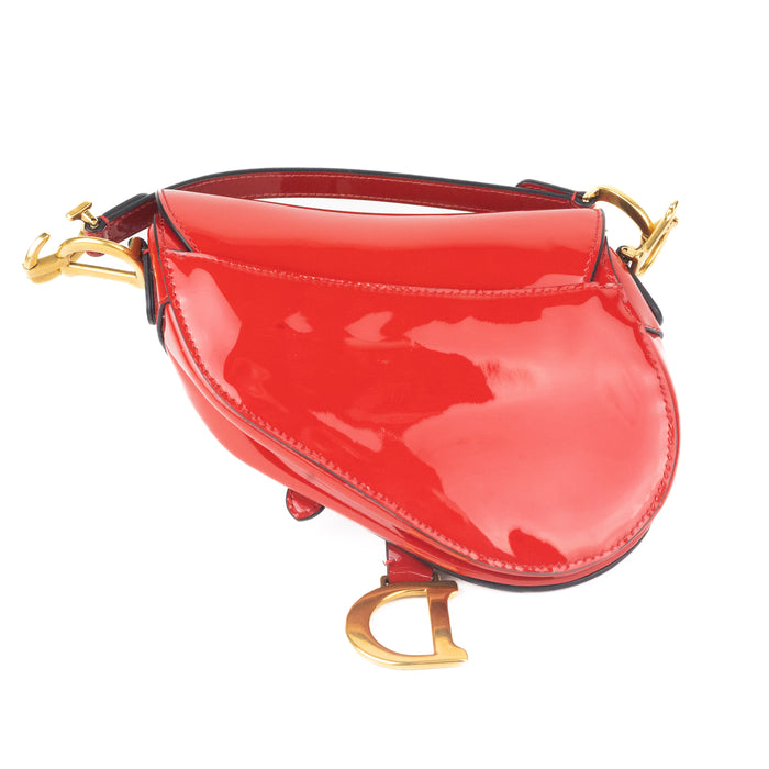 Dior Patent Red Mini Saddle Bag