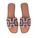 Hermes Oran Sandals in Bleu Brut and Gold