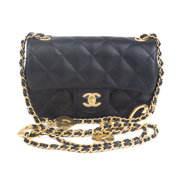 Chanel Lambskin Mini Flap Bag with Hearts CC Charm