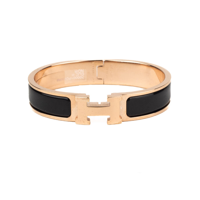 Hermes Rose Gold and Black Clic H Bracelet size PM