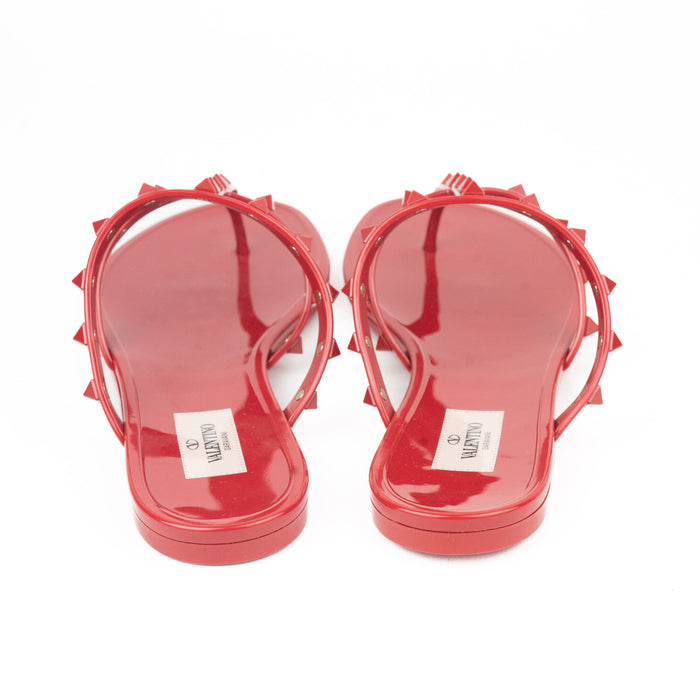 Valentino Garavani Rockstud Jelly Thong Sandals in Red