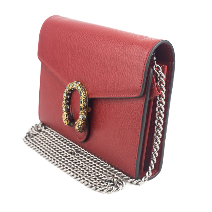 Gucci Dionysus Mini Leather Chain bag in Hibiscus Red 