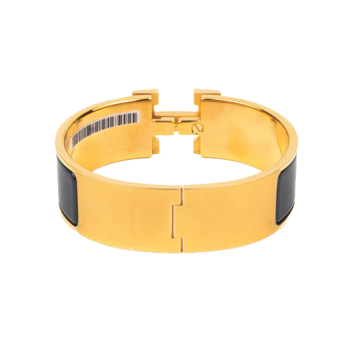 Hermes Black and Gold Clic Clac H Bracelet 