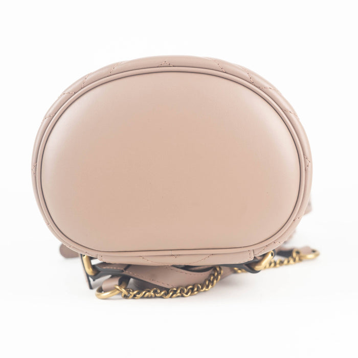 Gucci Matelasse Mini GG Marmont Round Backpack in Nude