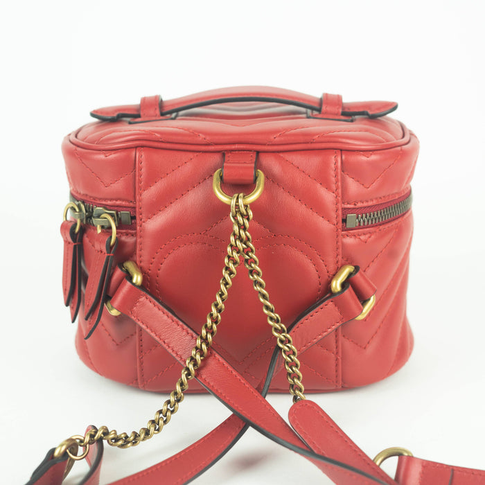 Gucci Matelasse Mini GG Marmont Round Backpack in Red