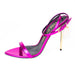 Tom Ford Mirrored Leather Padlock Pointy Naked Sandal in Fuchsia