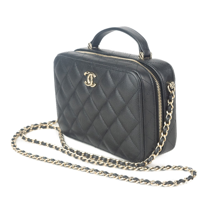 Chanel Calfskin Quilted CC Vanity Case in Black