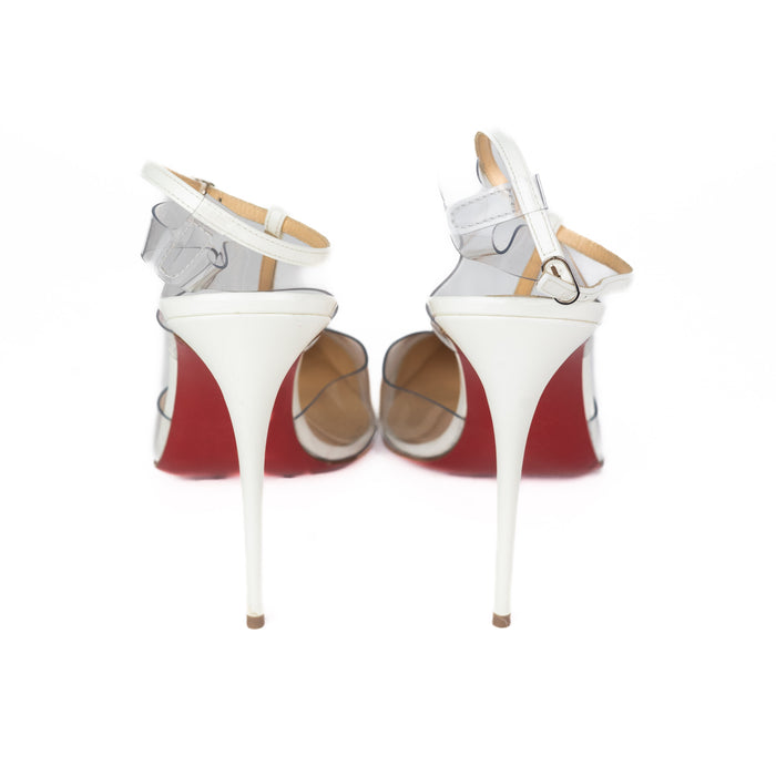 Christian Louboutin Nosy PVC and Patent Leather Pump in Latte