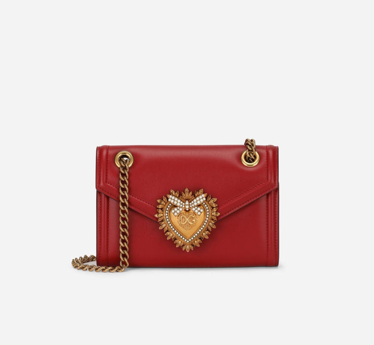 Dolce and Gabbana Smooth Calfskin Devotion Mini Bag in Red