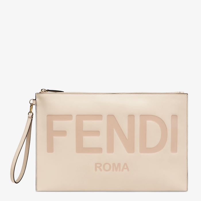 Fendi Large Flat Pouch in Pink Leather 