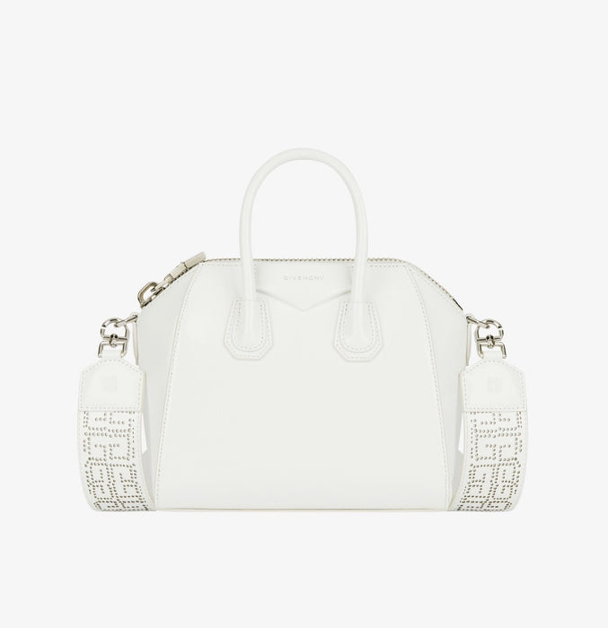 Givenchy Mini Antigona Bag in White 4G Perforated Leather