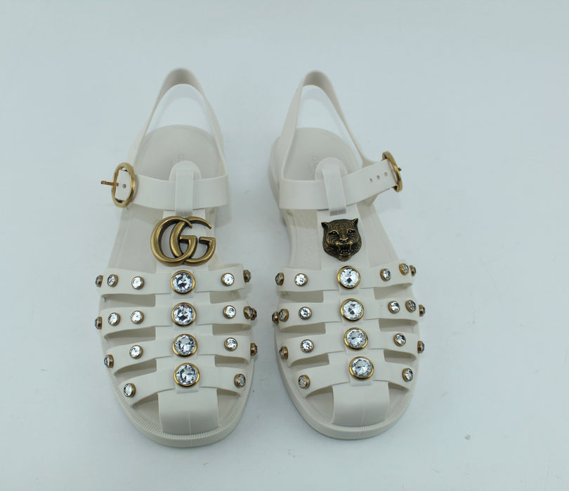 GUCCI  RUBBER SANDAL WITH CRYSTALS - LuxurySnob