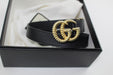 GUCCI LEATHER BELT WITH DOUBLE G BUCKLE size 80/32 - LuxurySnob