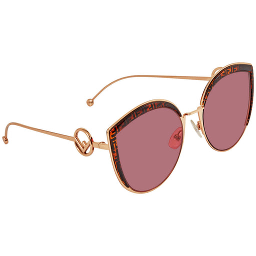 Fendi Round Burgundy Cat Eye Sunglasses 