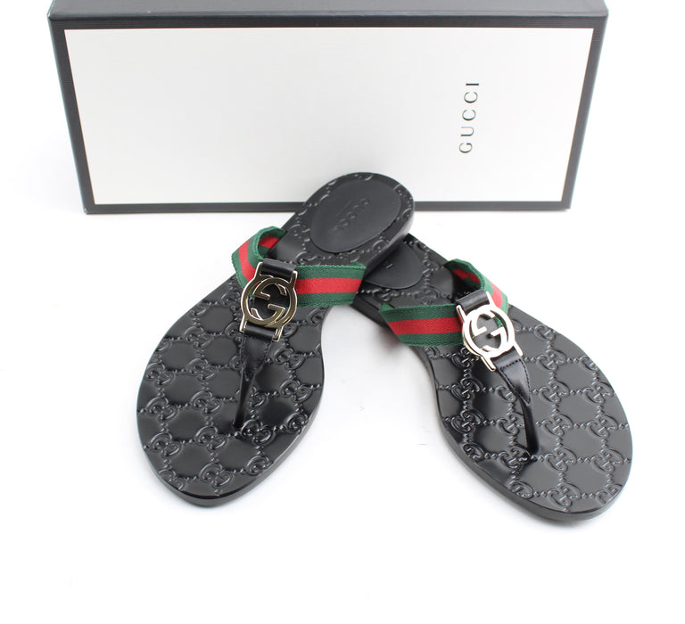 Gucci Women's Gg Web Thong Sandals - LuxurySnob