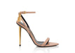 Tom Ford Mirrored Leather Padlock Pointy Naked Sandal in Flesh