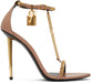 Tom Ford Shiny Leather Padlock Pointy Naked Sandal in Nude