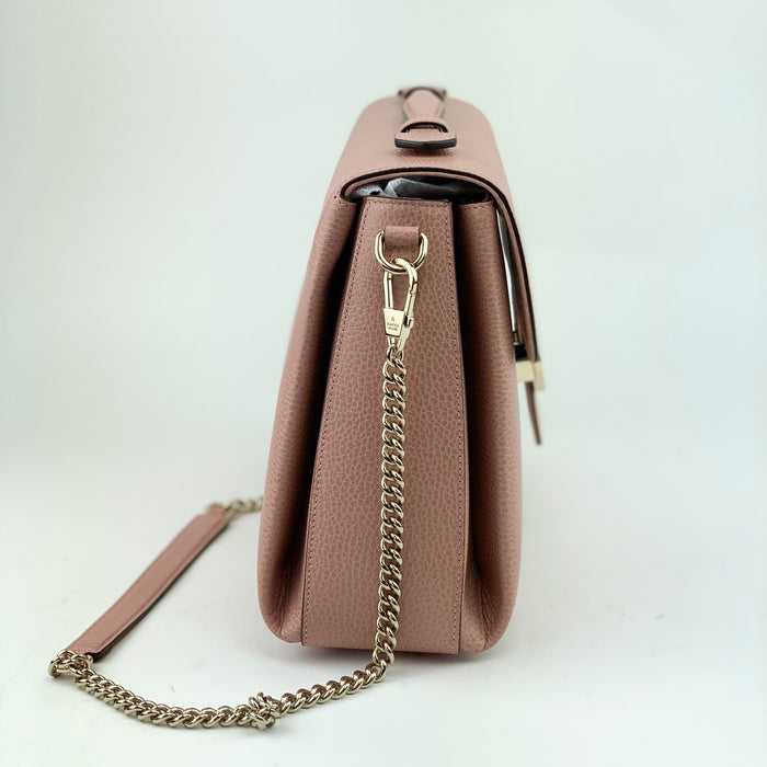 Gucci Dollar Calfskin Interlocking G Top Handle Shoulder Bag Soft Pink