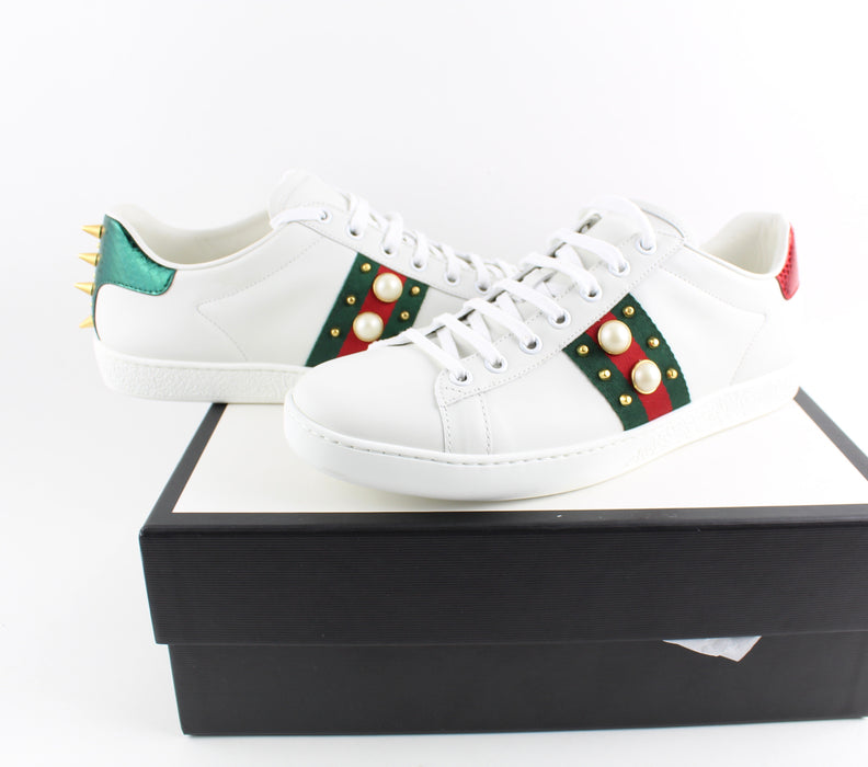 GUCCI ACE STUDDED LEATHER SNEAKERS - LuxurySnob