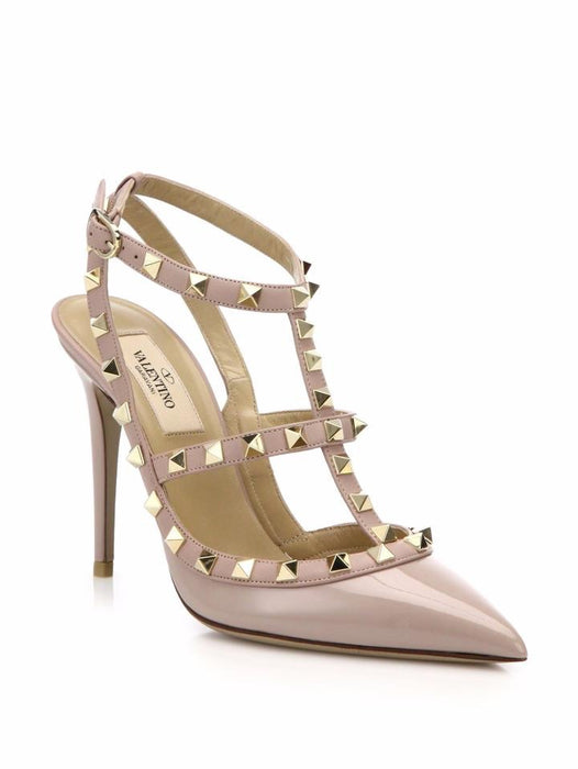 Valentino Patent Rockstud Caged Pump in Poudre