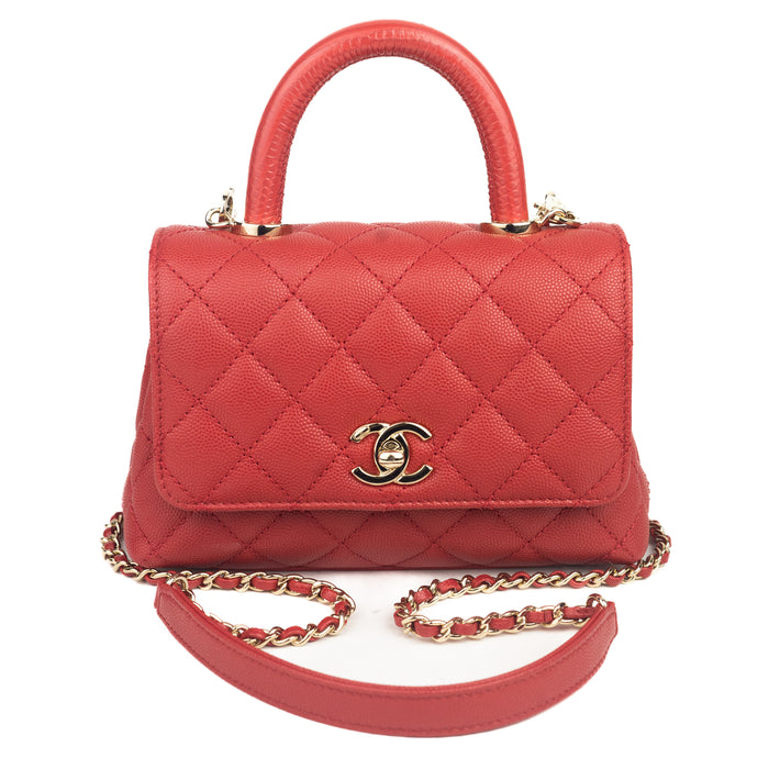 Chanel Coco Handle Mini Flap Bag in red
