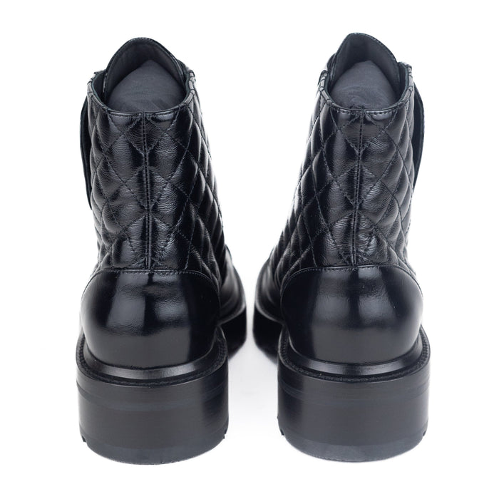Chanel Women Lace Up Black Boots