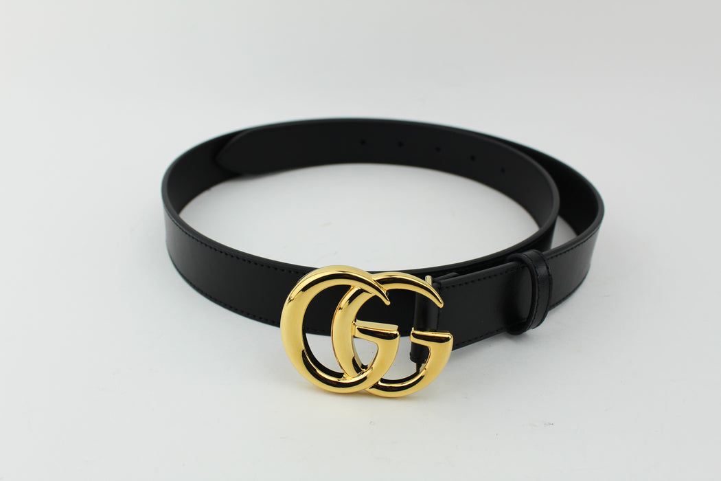GUCCI GG MARMONT LEATHER BELT WITH SHINY BUCKLE