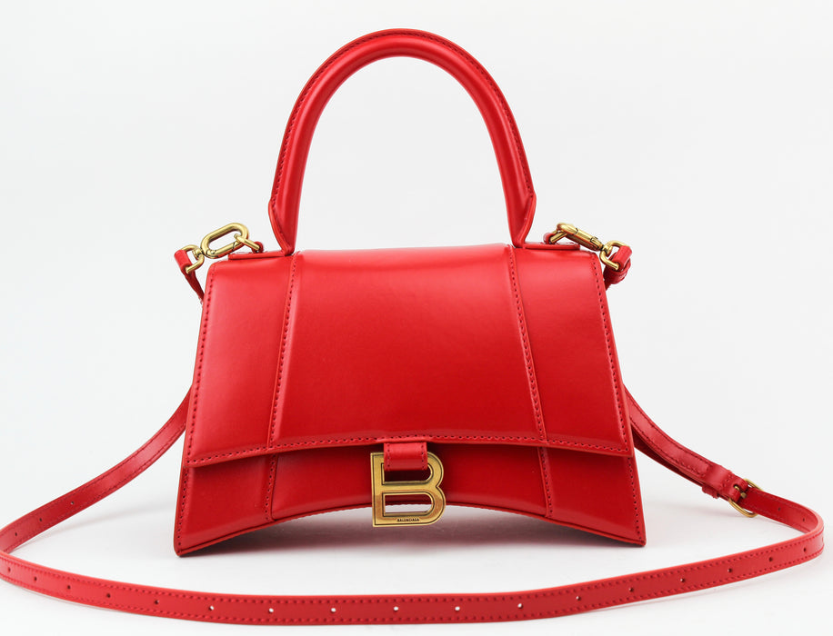 Balenciaga Hourglass Small Top Handle Bag in bright red