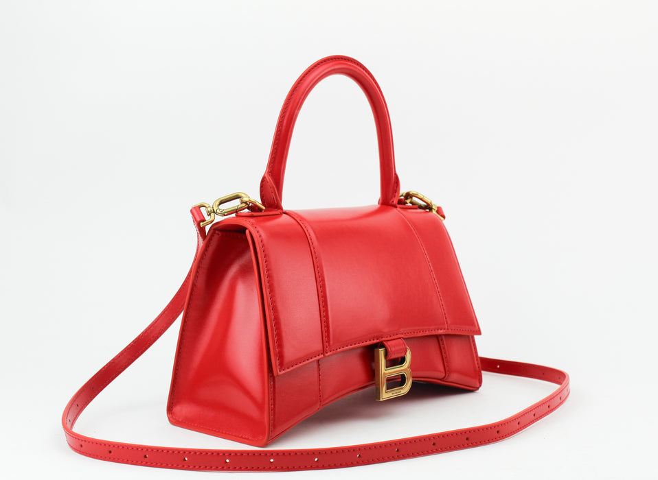 Balenciaga Hourglass Small Top Handle Bag in bright red