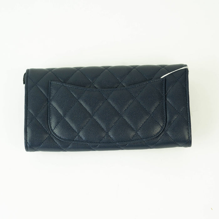 Chanel Gusset Flap Wallet blue