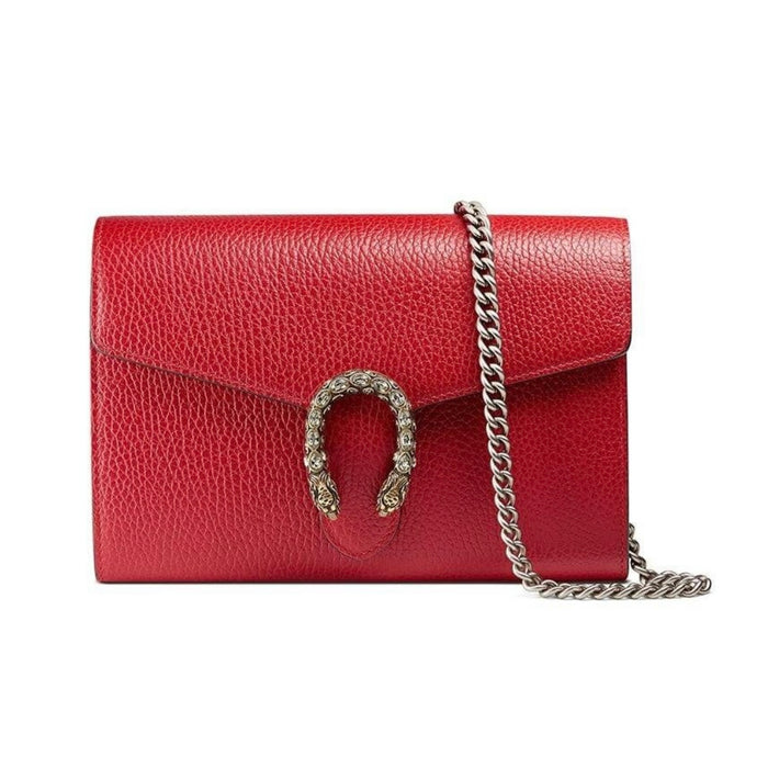 Gucci Dionysus Mini Leather Chain bag in Hibiscus Red