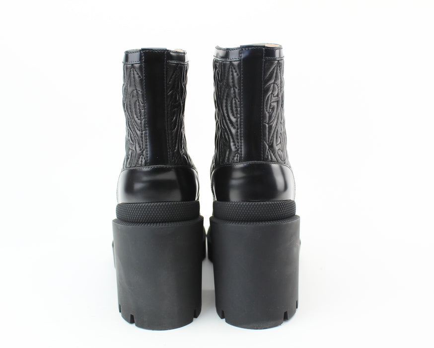 Gucci G Rhombus Leather Boots