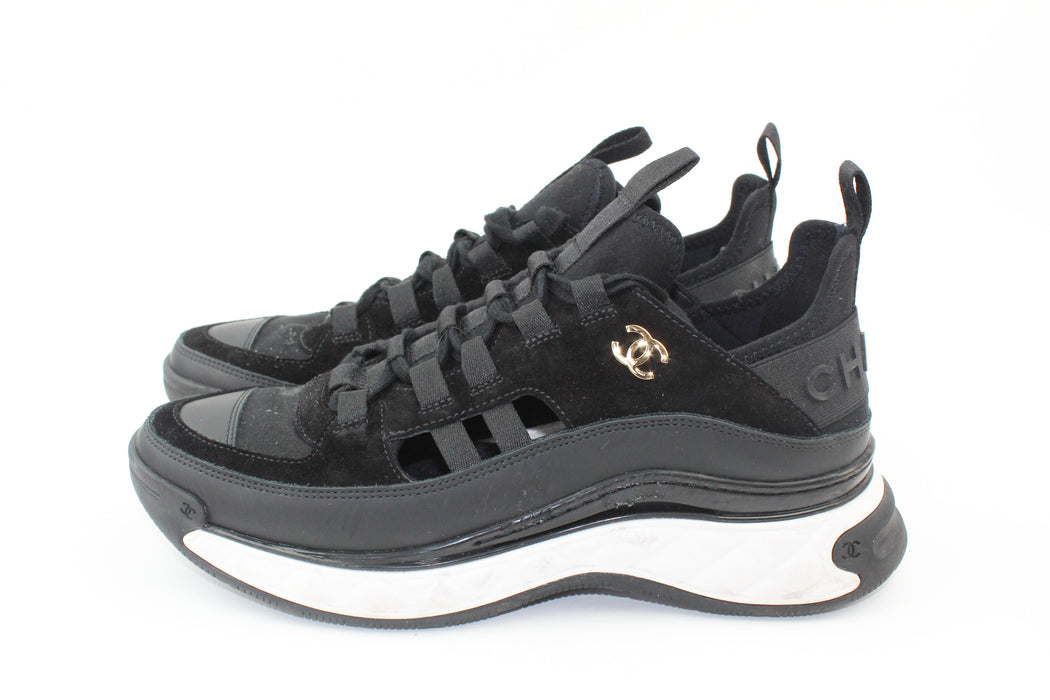 Chanel CC Velvet and Calfskin Trainers