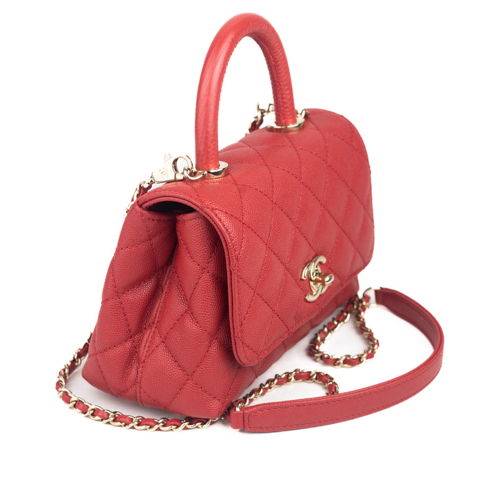 Chanel Coco Handle Mini Flap Bag in red