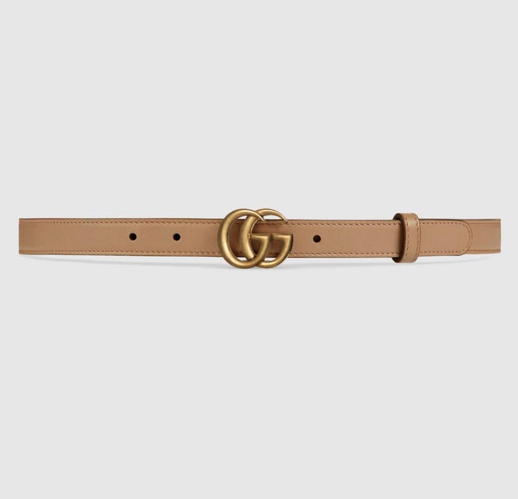 GUCCI LEATHER BELT WITH DOUBLE G BUCKLE NUDE — LSC INC