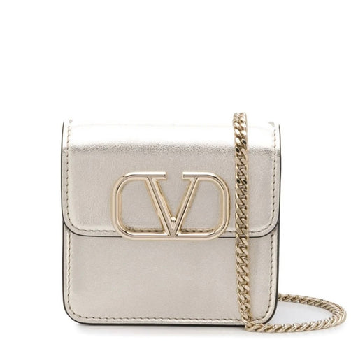 Valentino Garavani Vsling Crossbody Mini Chain Wallet Silver 